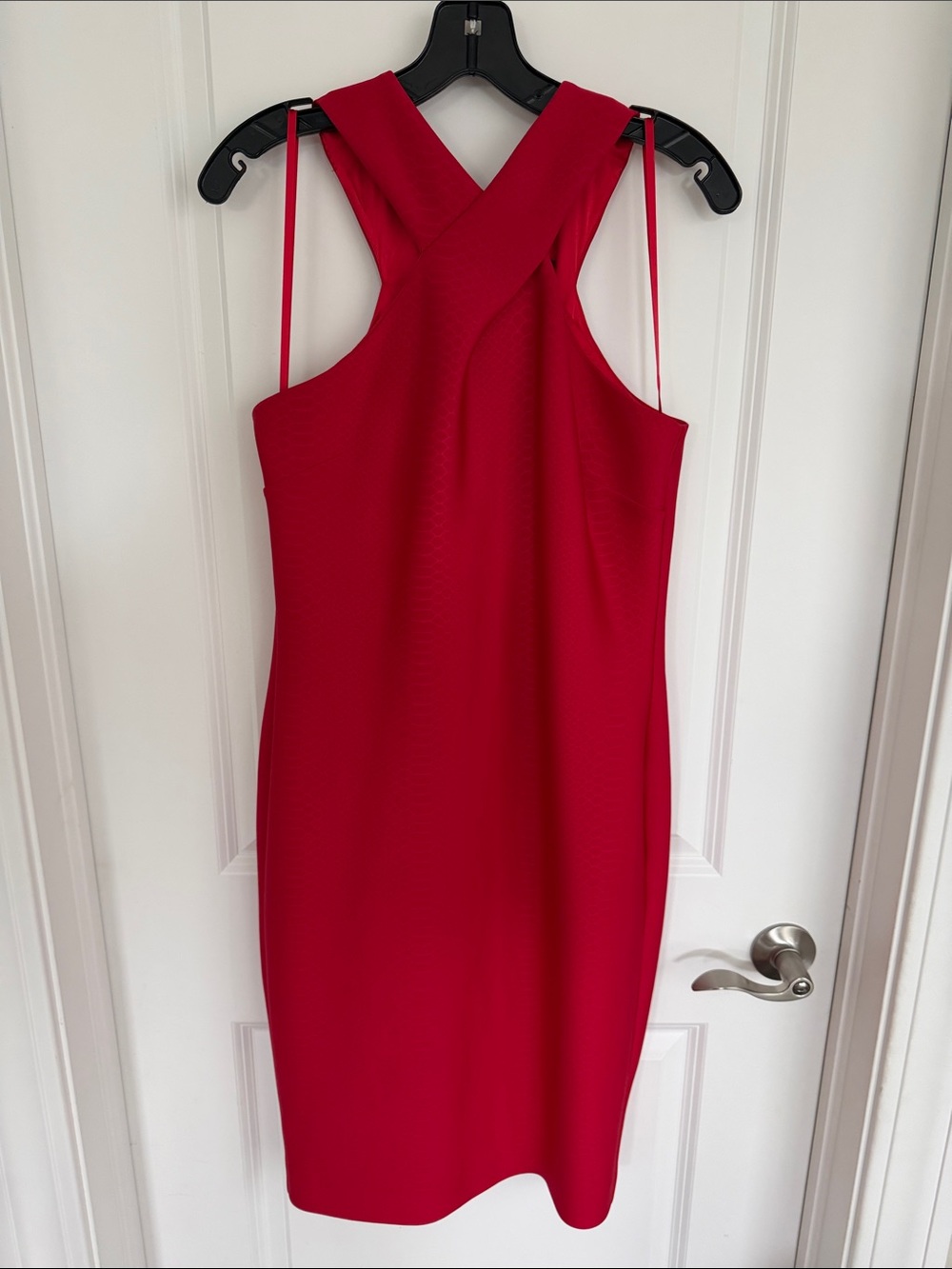Ted Baker red midi dress with gold accents